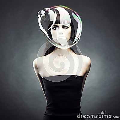 Girl with soap bubble Stock Photo