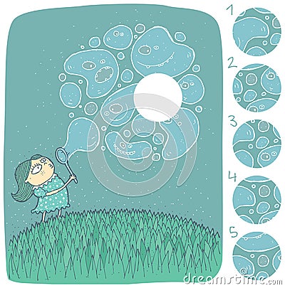 Girl with Soap Bubbles Visual Game Vector Illustration