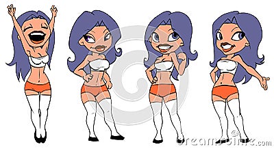 Girl - soccer fan Cartoon Illustration