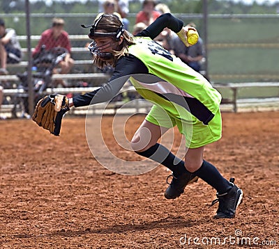 Girl Softball Player Stock Photo