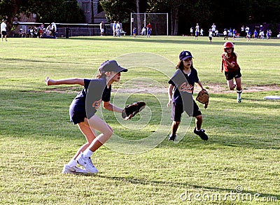 Girl Softball Players Editorial Stock Photo