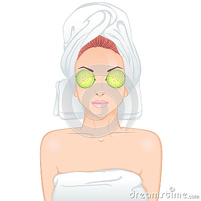 Girl on spa treatments Vector Illustration