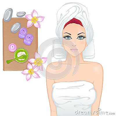 Girl on spa treatments Cartoon Illustration