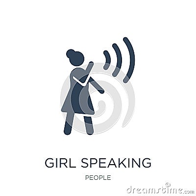 girl speaking icon in trendy design style. girl speaking icon isolated on white background. girl speaking vector icon simple and Vector Illustration