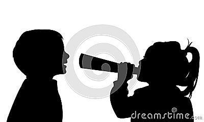 A girl speaking with megaphone Stock Photo