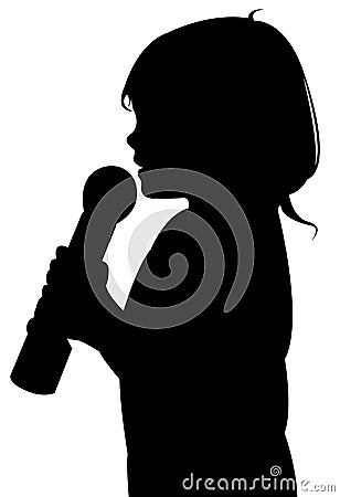 A girl speaking with microphone Vector Illustration