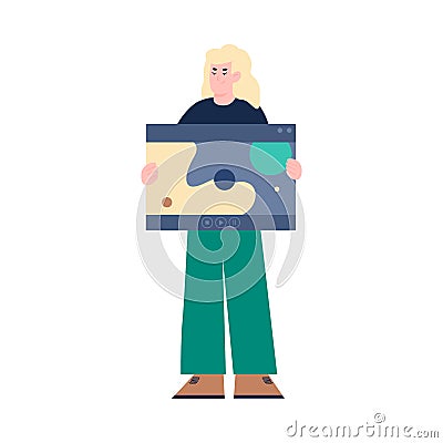 Girl specialist making ux testing, research user experience a vector illustration Vector Illustration