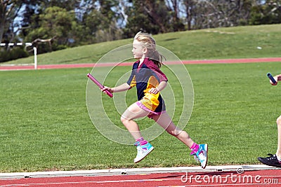 Girl in sports race Stock Photo