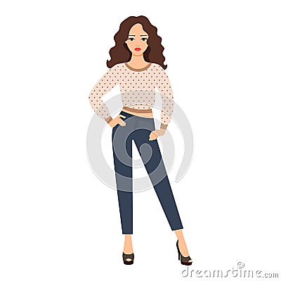 Girl in spring clothes Vector Illustration