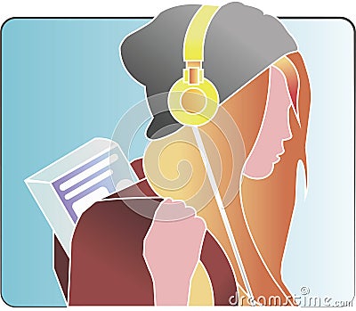 Girl in headphones Stock Photo