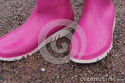 Rubber pink boots Stock Photo