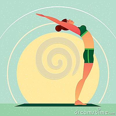 Girl standing in the Yoga Upward Tree Pose Vector Illustration