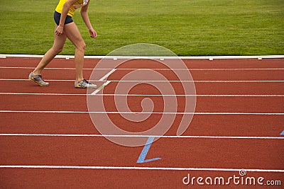 Girl start running Stock Photo