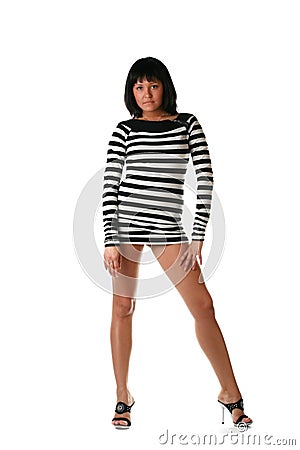 Girl in a striped dress Stock Photo
