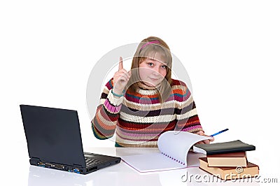 Girl student doing schoolwork Stock Photo