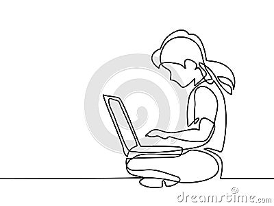 Girl studying with notebook Vector Illustration