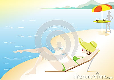 Girl, Summer vocation on the beach Stock Photo