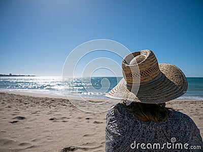 girl with sun hat Stock Photo
