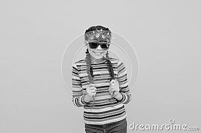 Girl sunglasses. Entertainment. Birthday celebration. Who is the boss here. Party celebration. Celebrate as real queen Stock Photo