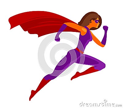 Girl super hero or Superwoman flying. Cartoon vector illustration Vector Illustration