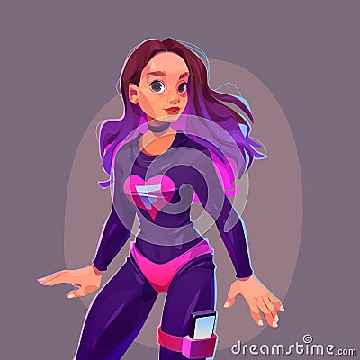 Girl superhero cartoon character, young sexy woman Vector Illustration