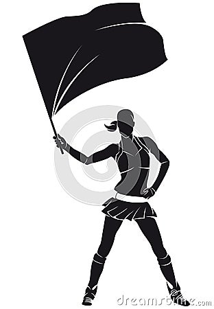 Girl from support group, cheerleader with flag Vector Illustration