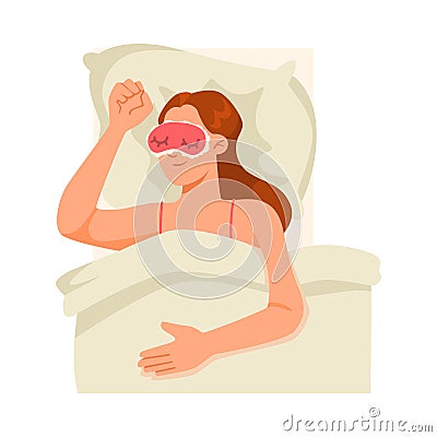 Girl Support Immunity with Proper Sleep in Eye Mask Vector Illustration Vector Illustration