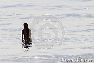 Girl Surfer Water Glare Editorial Stock Photo