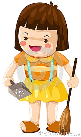 Girl sweeping Vector Illustration