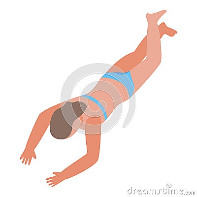 Girl swim icon isometric vector. Underwater dive Stock Photo