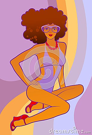 Girl in swimming suite. Vector Illustration