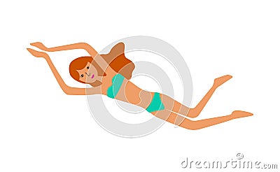 Girl swims in the sea Vector Illustration