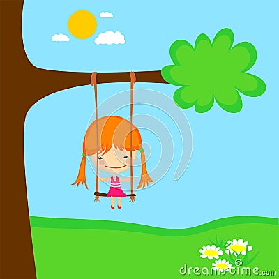 Girl swinging Vector Illustration