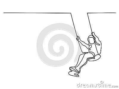 Girl swinging on swing Vector Illustration