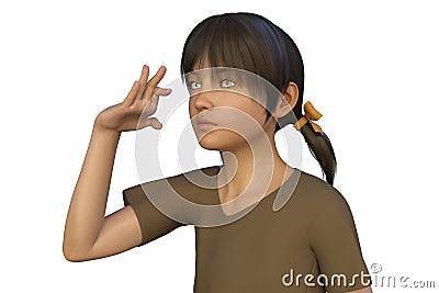 A girl with Sydenham's chorea and involuntary movements of a hand, 3D illustration Cartoon Illustration