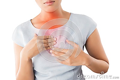 Girl with symptomatic acid reflux. Stock Photo