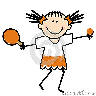 Girl, table tennis, humorous vector illustration Vector Illustration