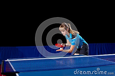 Girl table tennis player isolated Stock Photo