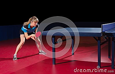 Girl table tennis player isolated Stock Photo