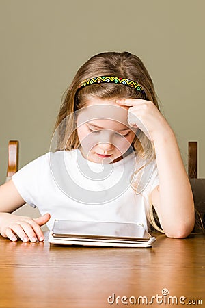 Girl with tablet pc Stock Photo