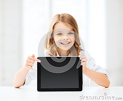 Girl with tablet pc at school Stock Photo