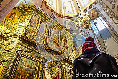 006 - Girl take photo Inside St. Basil`s Cathedral Editorial Stock Photo