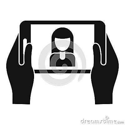 Girl take selfie icon, simple style Cartoon Illustration