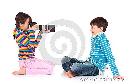 Girl taking a photo Stock Photo