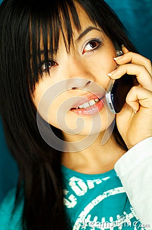 Girl talking cell Stock Photo