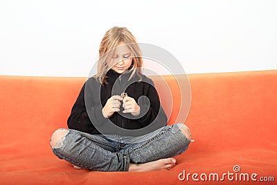 Girl with teaser Stock Photo