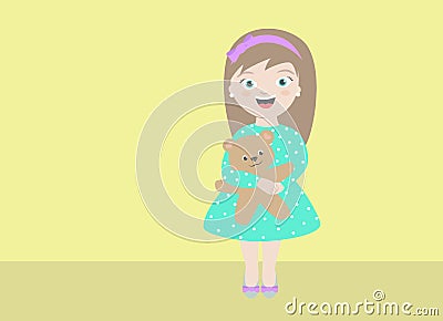 Girl with teddybear Vector Illustration