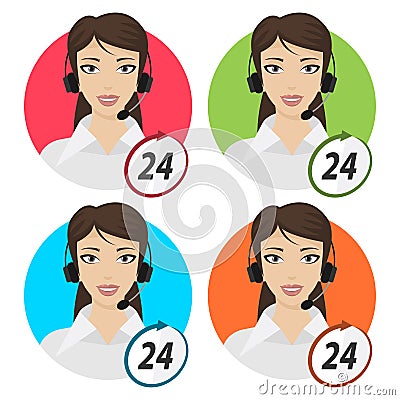 Girl telephone operator 24 Vector Illustration