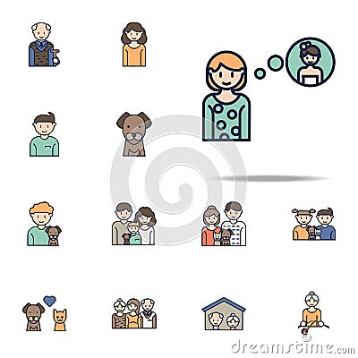 girl thinks about wedding cartoon icon. Family icons universal set for web and mobile Stock Photo