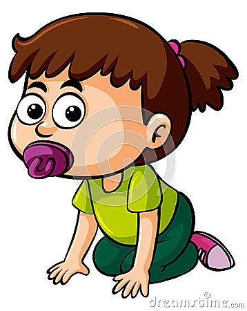 Girl toddler with pacifier Vector Illustration